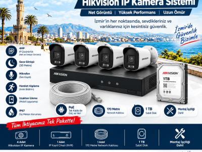 4 Kameralı 2 MP 1080p IP Kamera Sistemi